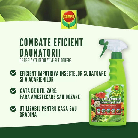 Spray Insecticid pentru Plante Verzi si Infloritoare, 750 ml, Protectie Completa, COMPO