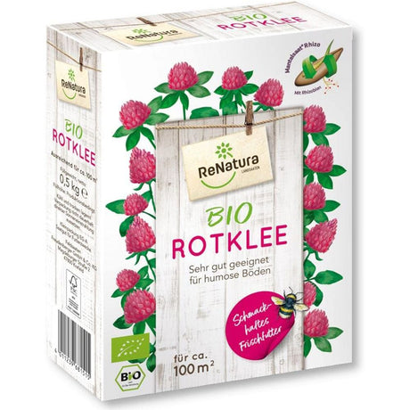 Seminte trifoi rosu organic pentru furajare RENATURA, Trifolium pratense peren, 0.5 kg, pentru 100 mp