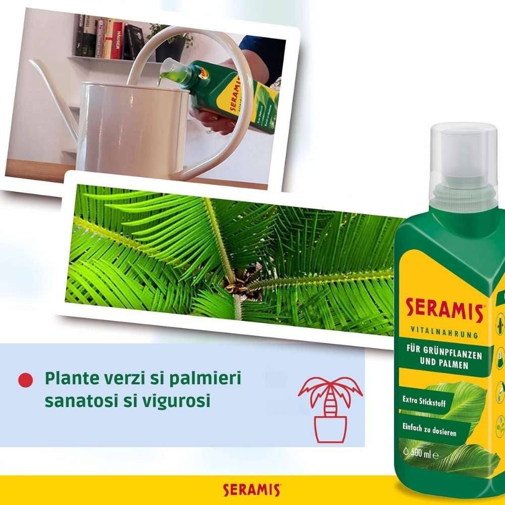 Ingrasamant lichid SERAMIS pentru plante verzi si palmieri, nutritie vitala cu dozare precisa, 500 ml
