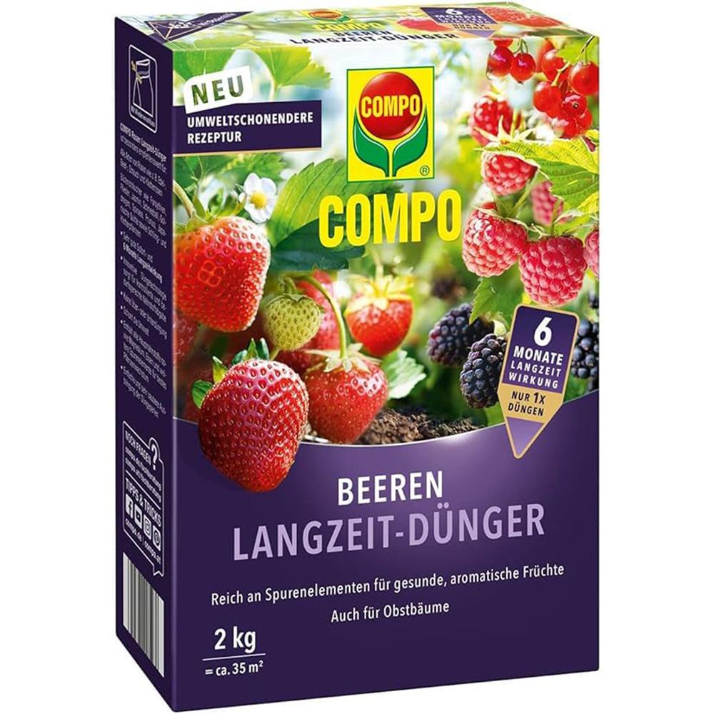 Ingrasamant granulat COMPO pentru fructe de padure si pomi fructiferi, efect de lunga durata 6 luni, 2 kg
