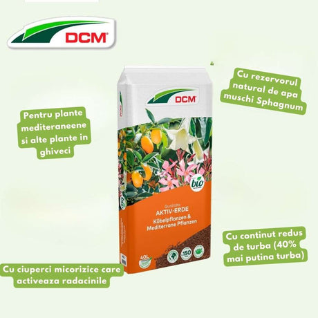 Pamant nutritiv pentru plante mediteraneene si plante la ghiveci DCM Cuxin, cu muschi sphagnum si micorize, organic, 20 L