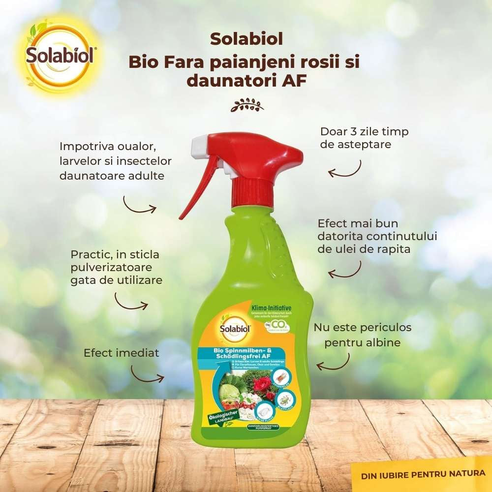 Spray insecticid organic SOLABIOL gata de utilizat, impotriva acarienilor si daunatorilor, 500 ml