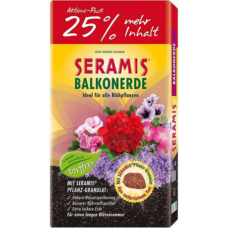 Pamant pentru balcon SERAMIS fara turba, pentru plante cu flori, 40 l + 10 l gratuit