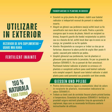 Granule argila SERAMIS pentru straturi de flori, balcon si plante la ghiveci, retinere apa si nutrienti, 12.5 l