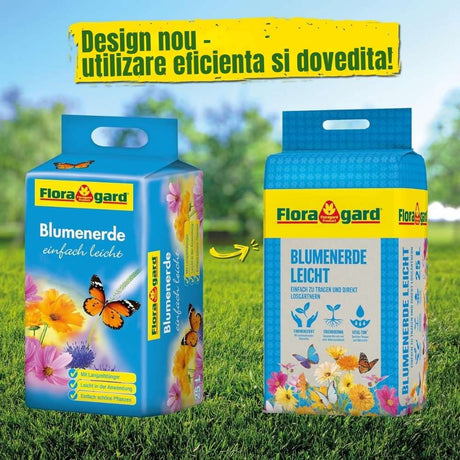 Pamant universal FLORAGARD pentru flori si plante de balcon, substrat usor cu fibre de lemn si argila, ambalaj compact, 25 L