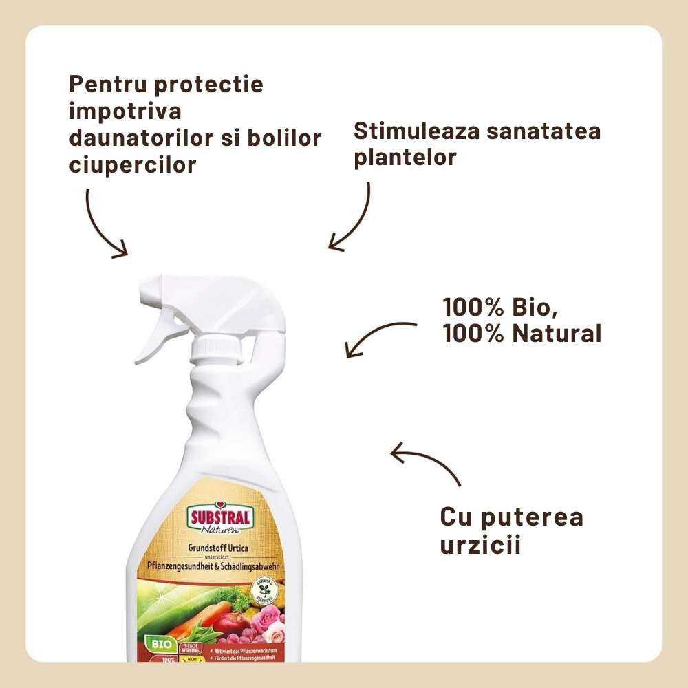 Spray plante SUBSTRAL Naturen Urtica, solutie organica pentru vitalitate, protectie naturala si reducerea daunatorilor, 750 ml