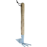 Sapa dubla KENT & STOWE din otel inoxidabil, pentru afanare sol si plivit, maner din frasin 37 cm, 15 ani garantie