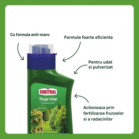 Fertilizant lichid SUBSTRAL pentru tuia si arbori vesnic verzi, formula anti-brunificare, 500 ml