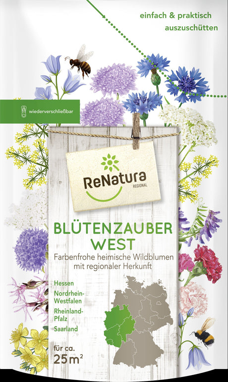 Seminte flori salbatice pentru regiunea Vest GREENFIELD ReNATURA, mix peren si anual, 0.275 kg pentru aprox. 25 m²