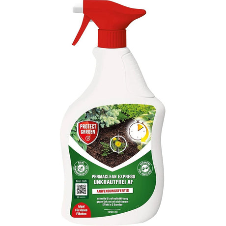 Spray herbicid total fara glifosat PROTECT GARDEN Permaclean Express, gata de utilizare, actiune rapida, anti buruieni alge si muschi, 10 mp, 1 l