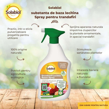 Spray Fungicid organic SOLABIOL cu lecitina pentru trandafiri, protectie naturala, 1 L