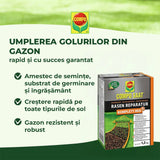 Seminte gazon Compo reparare completa mix 4 kg pentru 20 mp cu substrat si ingrasamant inclus
