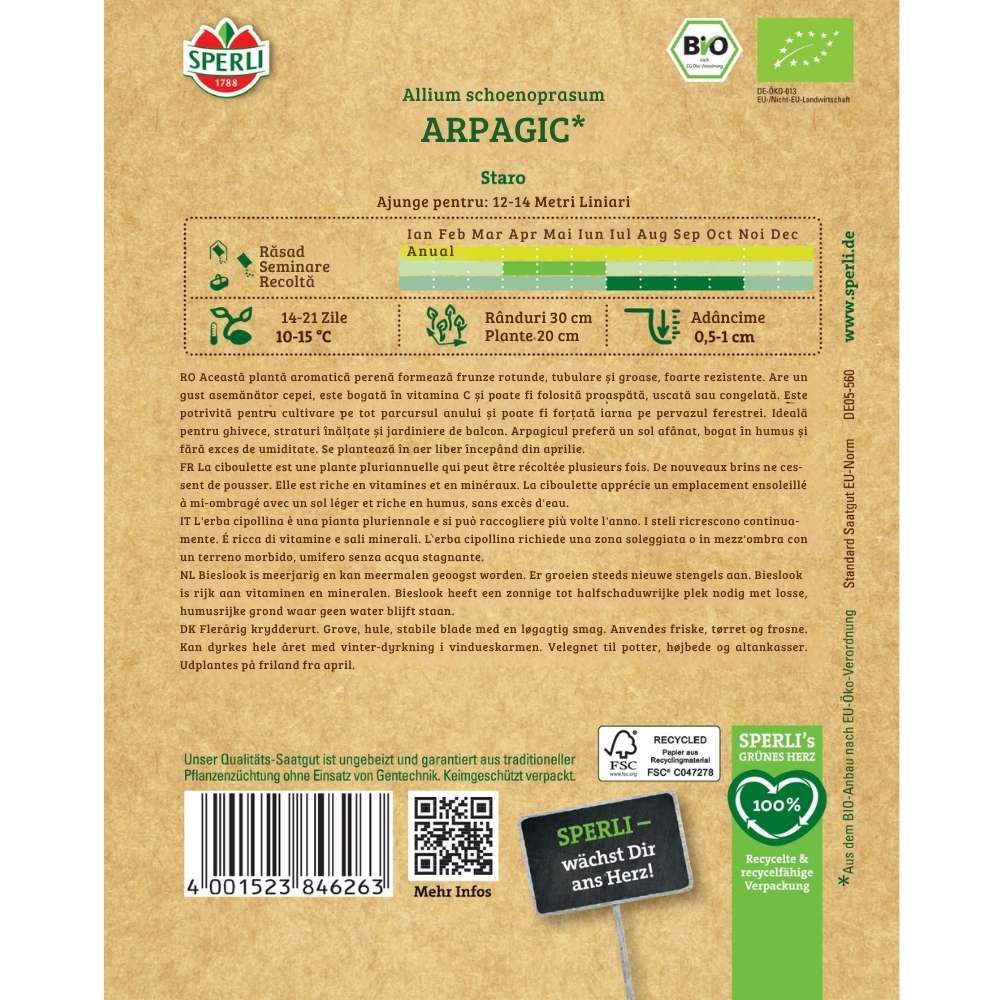 Seminte BIO arpagic – frunze fine si gust placut