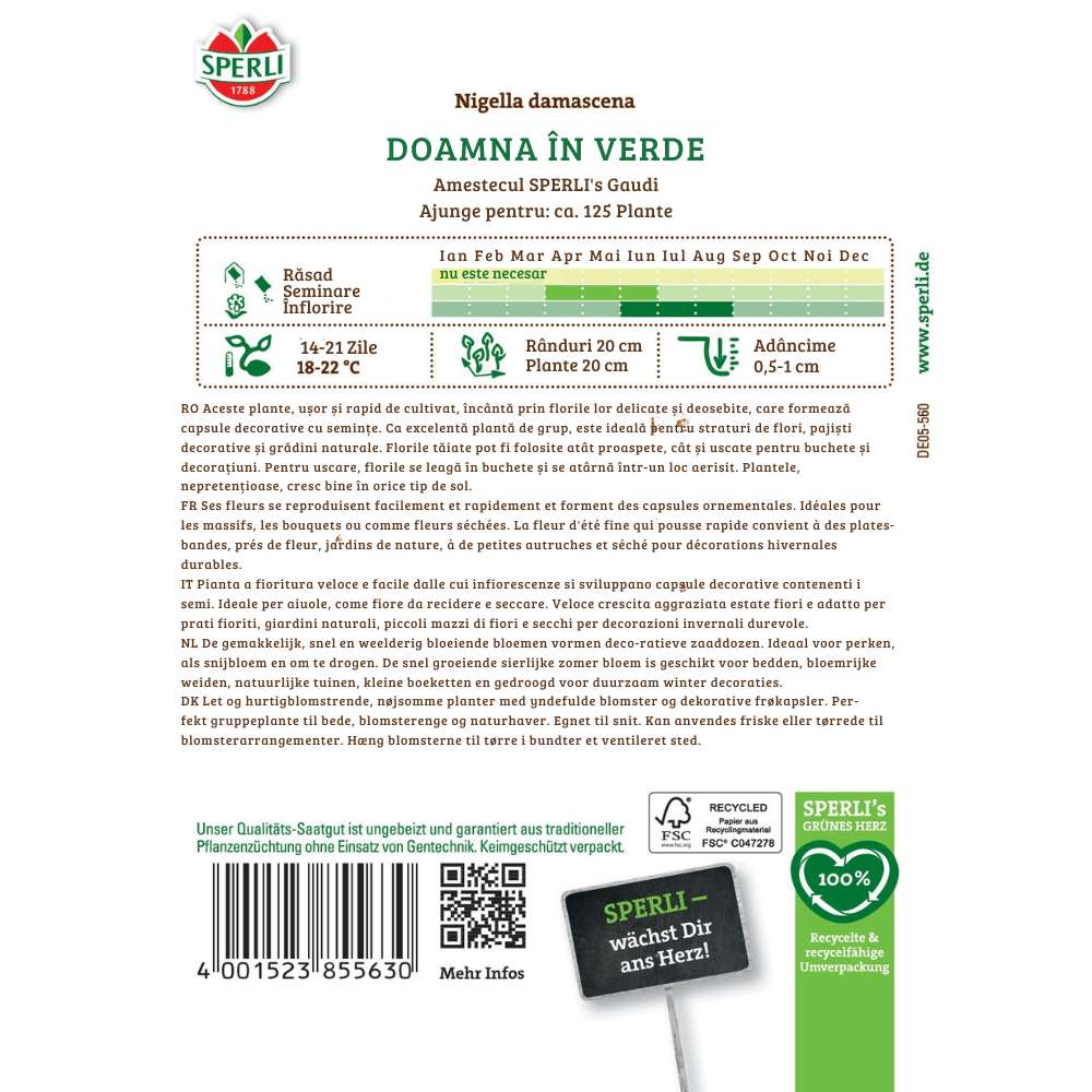 Seminte nigella SPERLI Gaudi – flori delicate, albastru intens