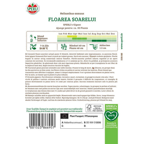 Seminte floarea soarelui gigant SPERLI – plante inalte si decorative