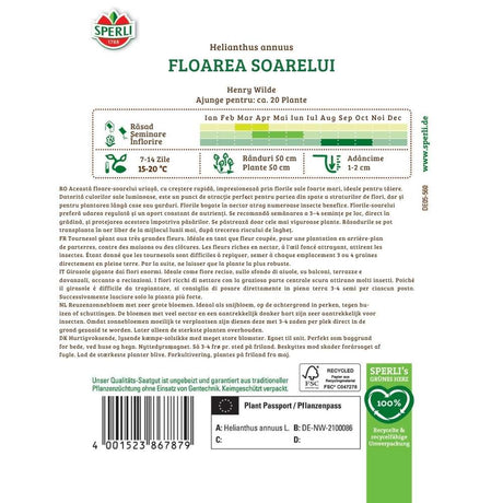 Seminte floarea soarelui Henry Wilde – flori mari, galbene si stralucitoare