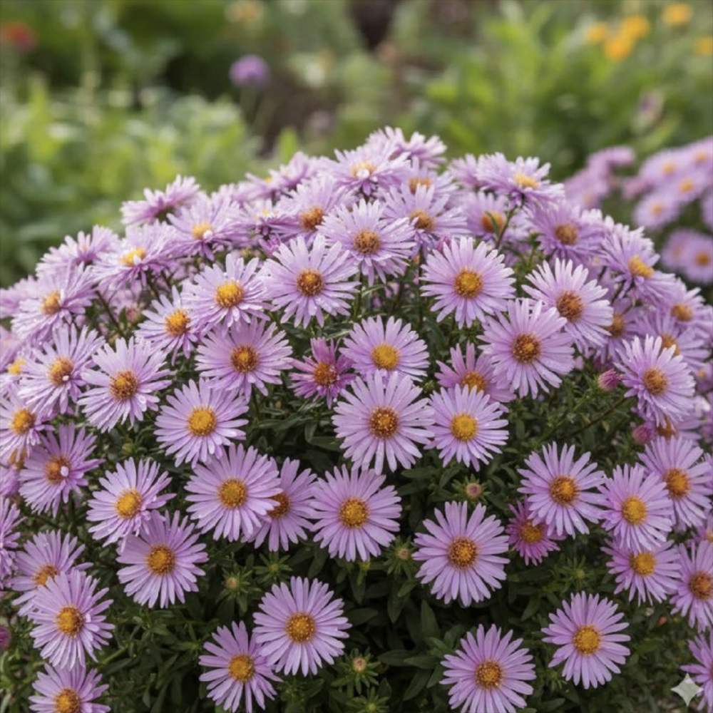Steluta de Toamna (Aster) Happy End, perena alpina roz, pentru rocarii si borduri, inflorire mai iunie, rezistenta la frig, tufanica pitica pentru gradina