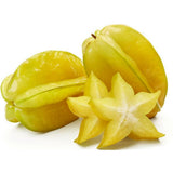 Fructul Stea (Averrhoa carambola), in ghiveci, cu fructe exotice galbene dulci-acrisoare, racoritor, aroma citrica