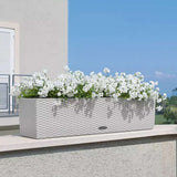 Ghiveci Auto-Irigant Lechuza Balconera Cottage 80, 12 l, efect de ratan gri, sistem de autoirigare, insert detasabil, strat de drenaj