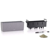 Ghiveci Auto-Irigant Lechuza Balconera Stone 50, 8 l, efect de piatra gri, sistem de autoirigare, insert detasabil, strat de drenaj