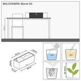 Ghiveci Auto-Irigant Lechuza Balconera Stone 50, 8 l, efect de piatra gri, sistem de autoirigare, insert detasabil, strat de drenaj