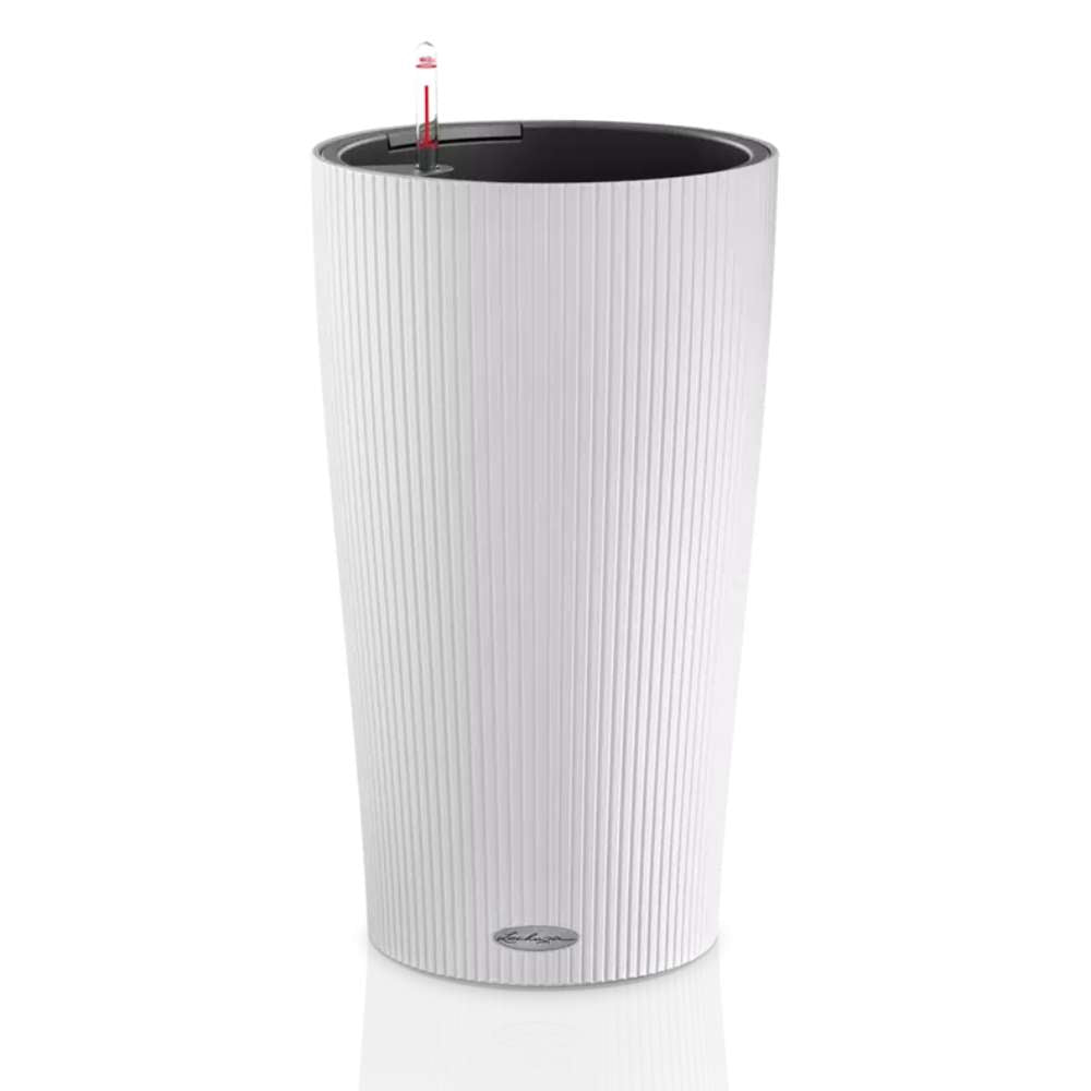 Ghiveci Auto-Irigant Lechuza Cilindro Color 23, 5.5 l, alb mat, sistem de autoirigare, insert detasabil, strat de drenaj