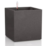 Ghiveci Auto-Irigant Lechuza Canto Stone Low 30, 12 l, efect piatra negra, sistem de autoirigare, insert detasabil, strat de drenaj