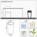 Ghiveci Auto-Irigant Lechuza Cilindro Color 32, 13 l, negru mat, sistem de autoirigare, insert detasabil, strat de drenaj