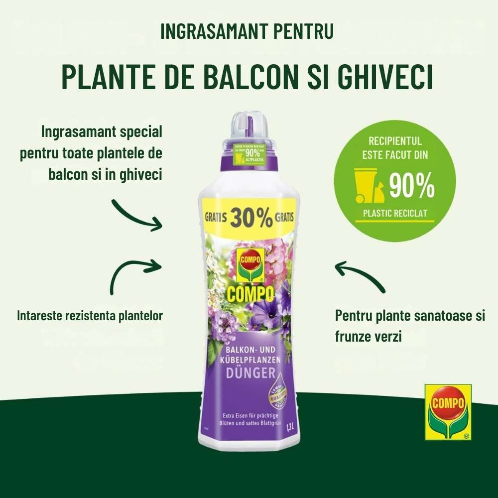Ingrasamant Lichid pentru Plante de Balcon si in Ghiveci 1.3 l, COMPO