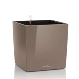 Ghiveci Auto-Irigant Lechuza Cube Premium 30, 12 l, bej lucios, sistem de autoirigare, insert detasabil, strat de drenaj