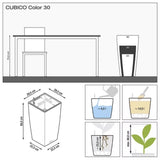 Ghiveci Auto-Irigant Lechuza Cubico Color 30, 14 l, bej mat, sistem de autoirigare, insert detasabil, strat de drenaj