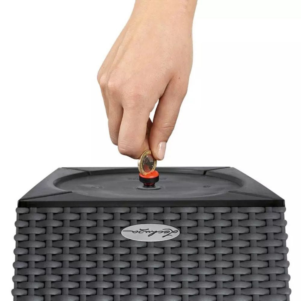 Ghiveci Auto-Irigant Lechuza Cubico Cottage 30, efect de ratan alb, pentru plante cu ghiveci, sistem de autoirigare, insert detasabil, strat de drenaj