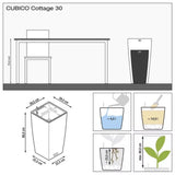 Ghiveci Auto-Irigant Lechuza Cubico Cottage 30, 14 l, efect de ratan negru, pentru plante cu ghiveci, sistem de autoirigare, insert detasabil, strat de drenaj