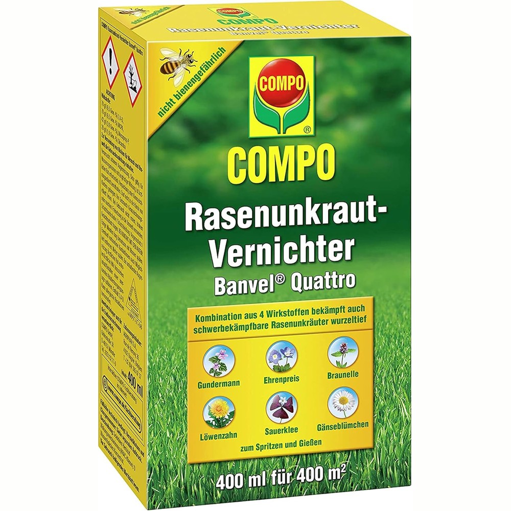Erbicid pentru Gazon COMPO Banvel Quattro 10 ml, combatere buruieni, pentru 10 mp