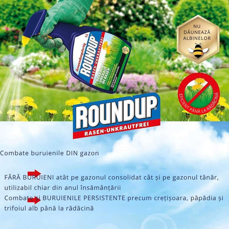 Erbicid ROUNDUP Concentrat Combatere Buruieni Gazon 500 ml pentru 330 mp