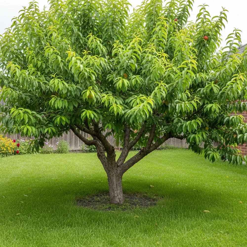 Nectarin pitic Prunus persica Nucipersica, pom fructifer compact, nectarine dulci, pentru ghiveci