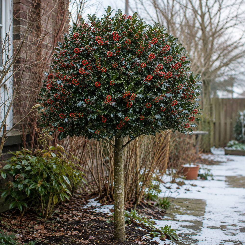 Laur Japonez Ilex Copacel Blue Princess, fructe rosii, frunzis vesnic verde