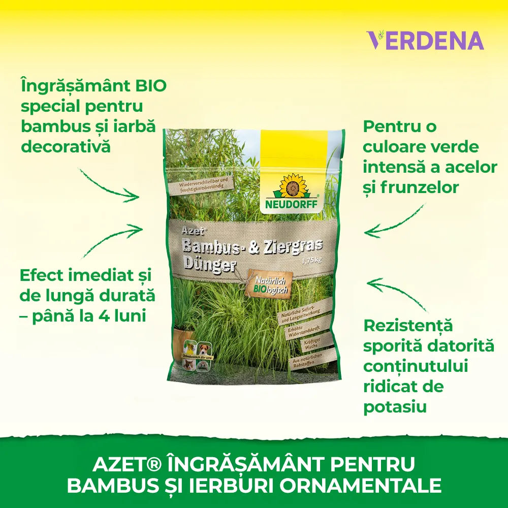 Ingrasamant Azet pentru Bambus si Ierburi Ornamentale, 1.75 kg, Nutritie de Lunga Durata, Neudorff