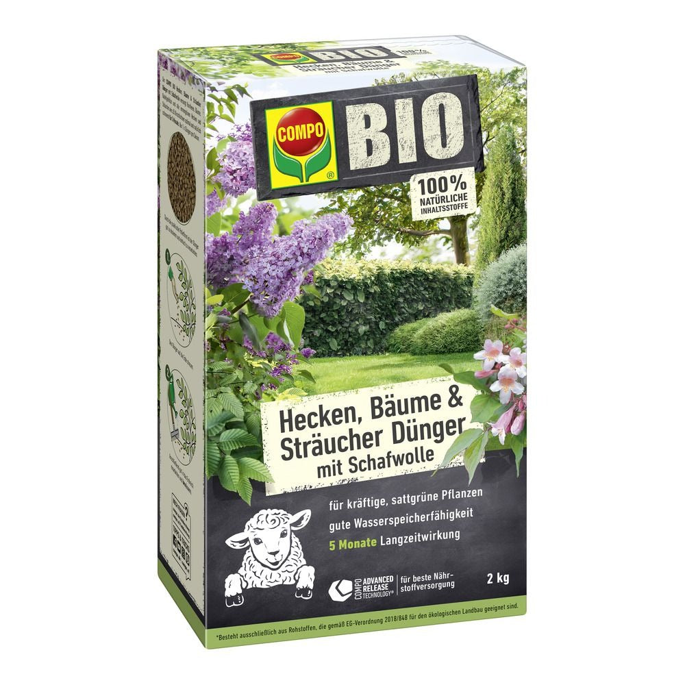 Ingrasamant organic COMPO pentru conifere si arbori, cu lana de oaie, eliberare lenta 5 luni, 2 kg