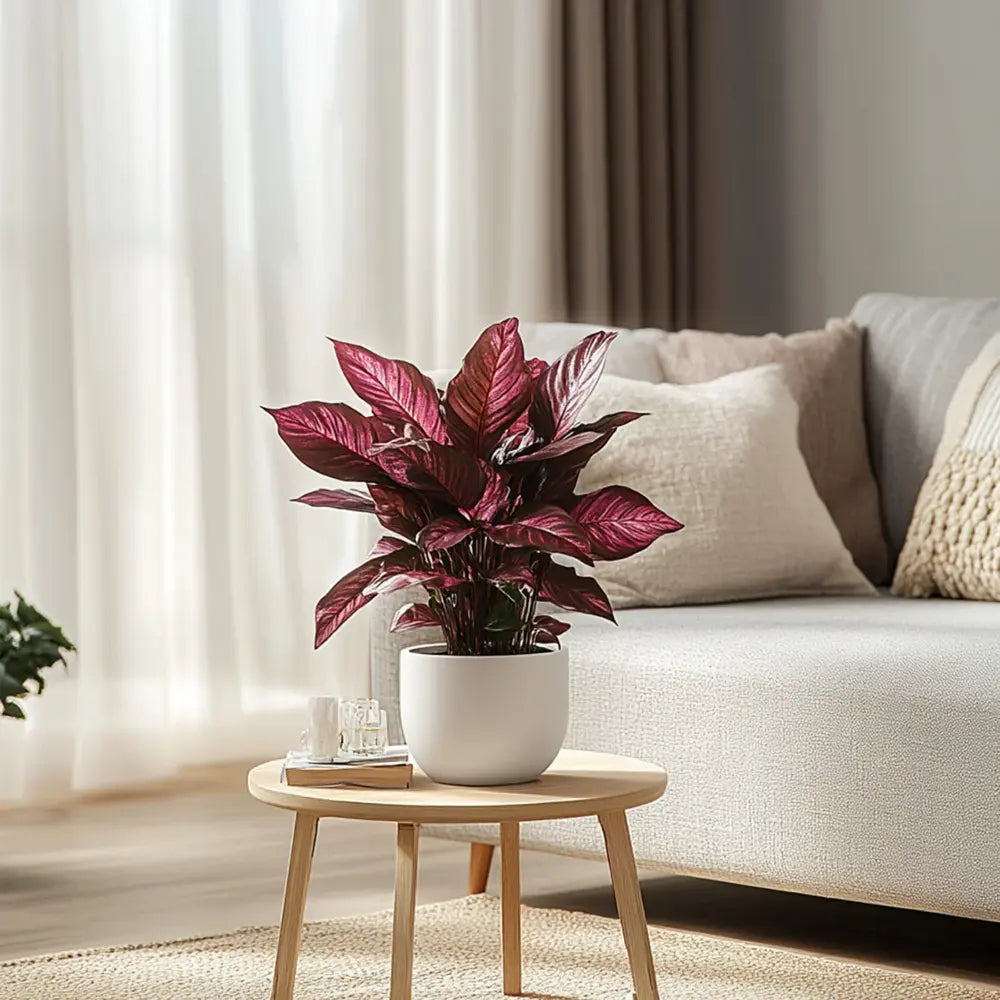 Iresine herbstii Rich Redstar, 20 cm, planta decorativa cu frunze rosu burgundy intens si nervuri roz, planta tropicala colorata pentru casa si birou