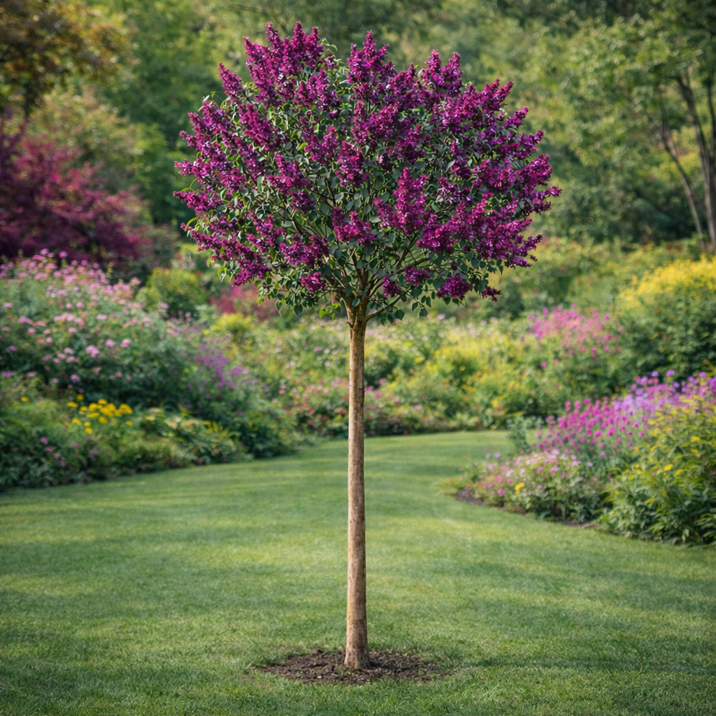 Liliac Copac Nobil (Syringa) Andenken An Ludwig Spaeth, flori duble violet-mov puternic parfumate, inflorire mai-iunie, iubitor de soare