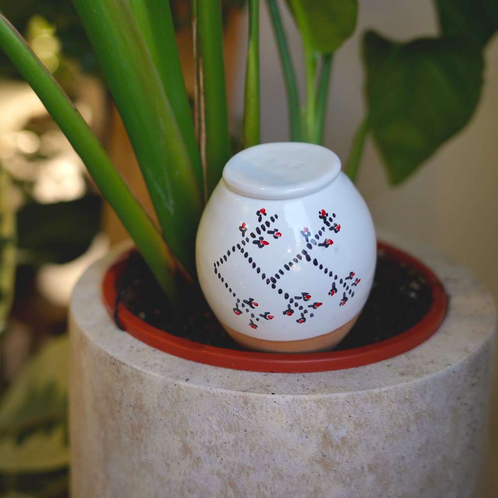 Vas de auto-udare plante  "Macese" LUTOYA, decorativ, ceramic, lut, natural, 350 ml