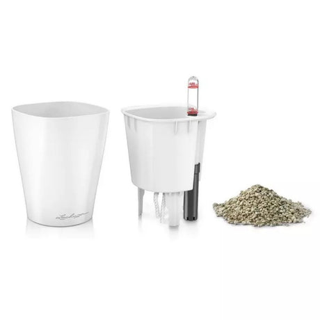 Ghiveci Auto-Irigant Lechuza Mini Deltini 0,4 l, visiniu lucios, sistem de autoirigare, insert detasabil, strat de drenaj
