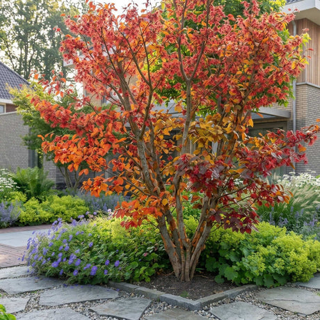 Arbore de Fier (Parrotia Persica), copac ornamental cu frunzis spectaculos toamna, scoarta decorativa