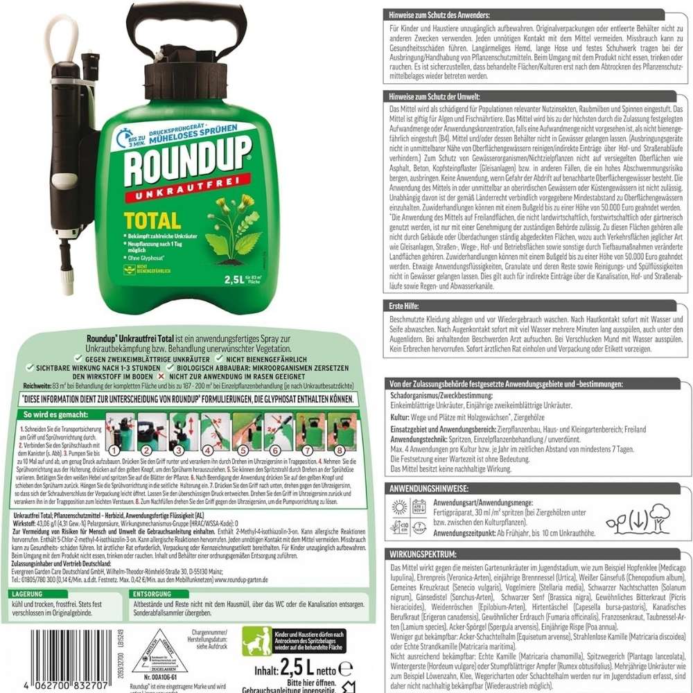 Pulverizator Presurizat Roundup Weed Control Total 2.5L pentru Erbicid