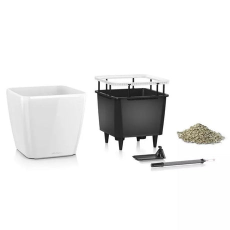 Ghiveci Auto-Irigant Lechuza Quadro Premium 21 LS, 4 l, Gri metalic, sistem de autoirigare, insert detasabil, strat de drenaj