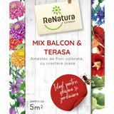 Seminte mix flori pentru balcon si terasa GREENFIELD RENATURA, pentru ghivece si jardiniere, acoperire, 285 g, 5 m²