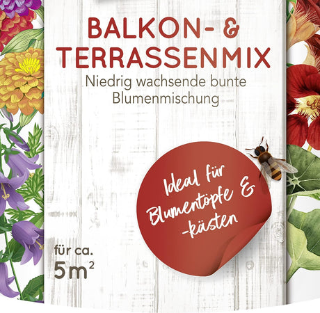 Seminte mix flori pentru balcon si terasa GREENFIELD RENATURA, pentru ghivece si jardiniere, acoperire, 285 g, 5 m²