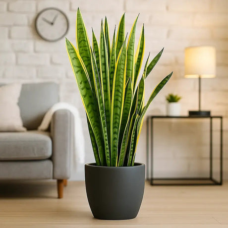 Sansevieria (Limba Soacrei) Laurentii, planta de interior purificatoare de aer, frunze verzi cu margini galbene elegante, ingrijire foatre usoara - 90-100 cm
