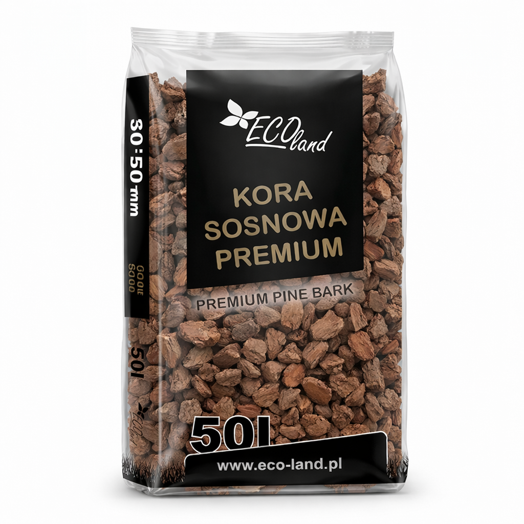 Scoarta Decorativa de Pin Premium 30-50 mm, sac de 50 litri, protejeaza radacinile plantelor de frig si caldura